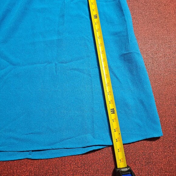 Soft Surroundings Blue Ruffle Sleeve Shift Dress Sz L Lightweight Crepe Boho - Picture 10 of 10